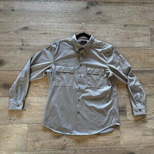 Theory Men's Sylvain ND Structure Knit Pocket Shirt Taupe Tan XL NWOT $195
